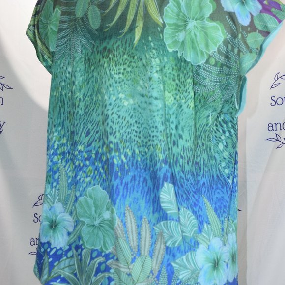 Jane Ashley Woman Floral Blouse, Watercolors, Size 2X - Picture 9 of 14